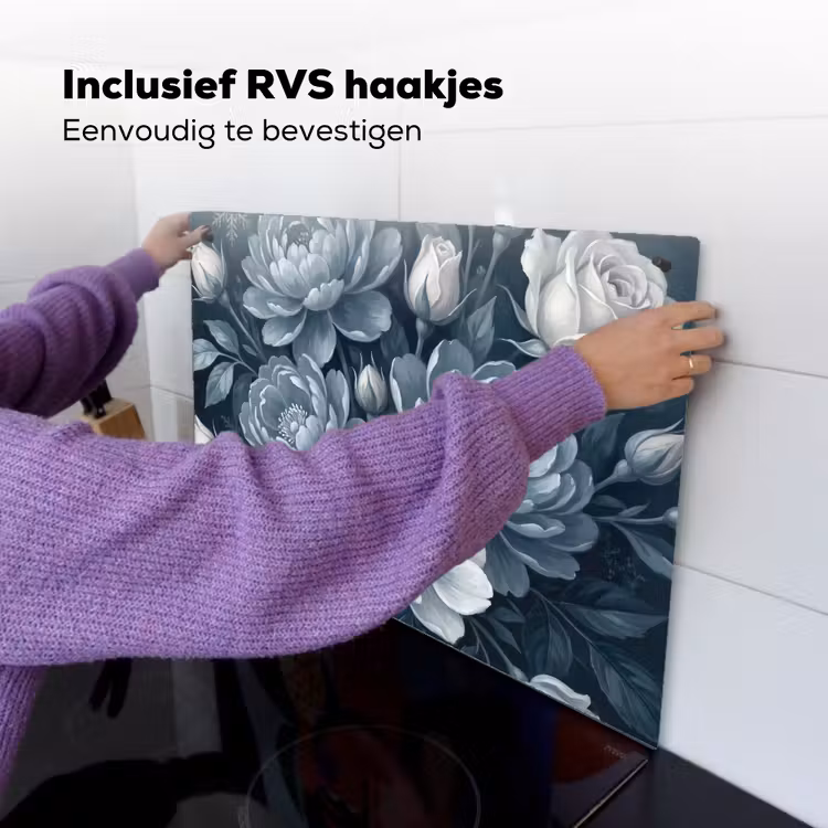 Bloemen - Boeket - Winter - Abstract - Blauw Inductie beschemer met haakjes klein -ky-ophangen-nl