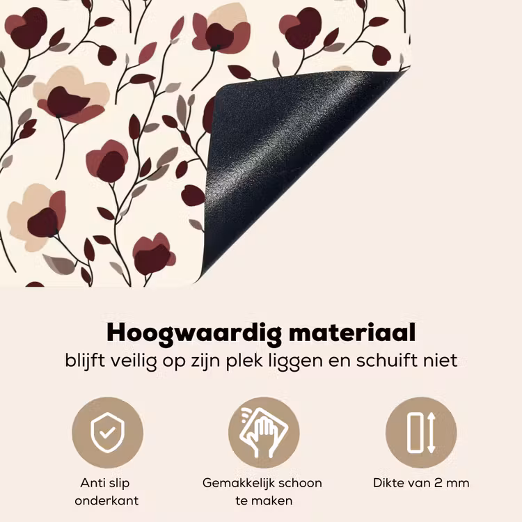 Bloemen - Botanisch - Bordeaux Inductie beschemer met haakjes klein 777 -ky-onderkant-nl