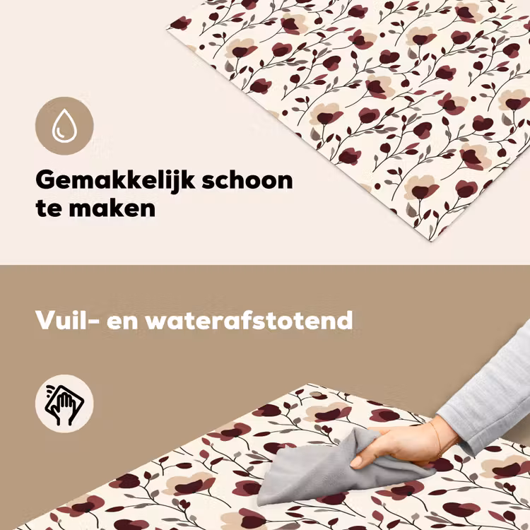 Bloemen - Botanisch - Bordeaux Inductie beschemer met haakjes klein 777 -ky-schoon-nl