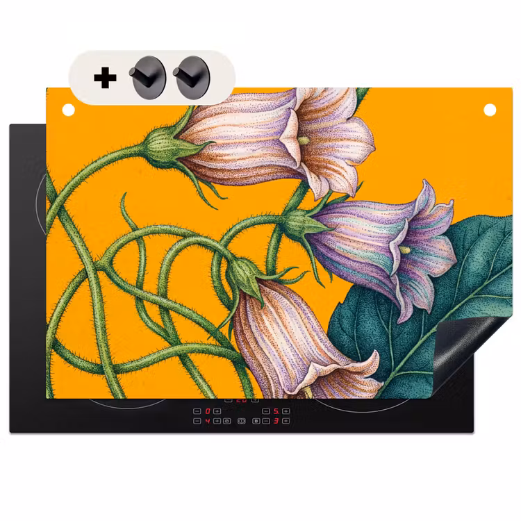 Inductiebeschermer & spatscherm (2in1) - Bloemen - Botanisch - Geel — 1