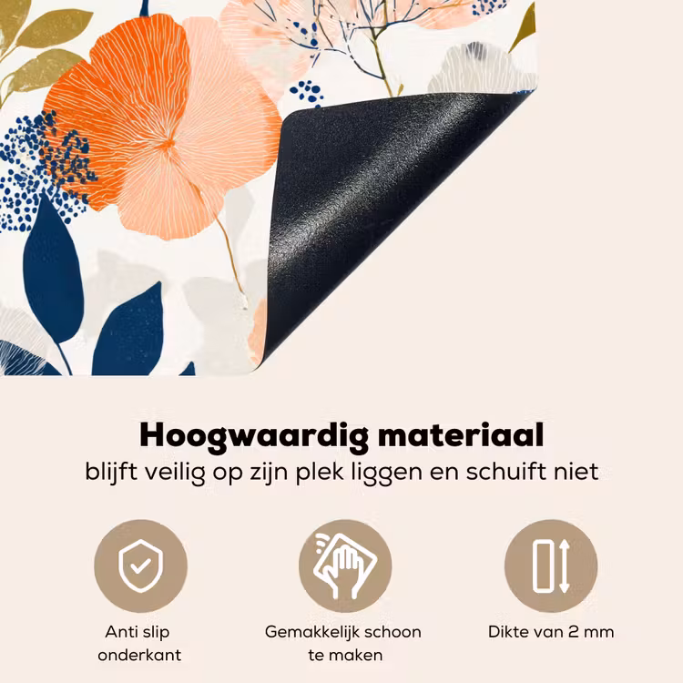 Bloemen - Botanisch - Kleurrijk Inductie beschemer met haakjes klein 777 -ky-onderkant-nl