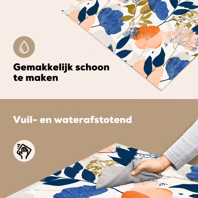 Bloemen - Botanisch - Kleurrijk Inductie beschemer met haakjes klein 777 -ky-schoon-nl