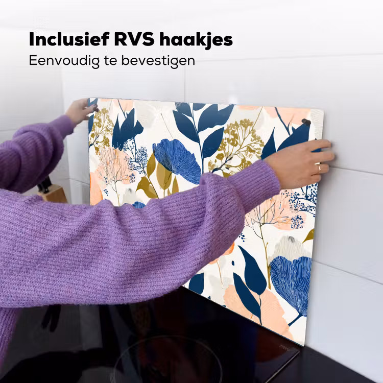 Bloemen - Botanisch - Kleurrijk Inductie beschemer met haakjes klein 777 -ky-ophangen-nl