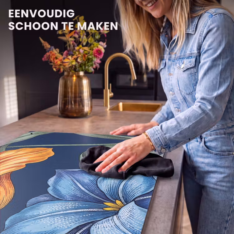 Inductiebeschermer & spatscherm (2in1) - Bloemen - Botanisch - Patroon - Bloemen - Botanisch - Patroon Inductie beschemer met haakjes klein