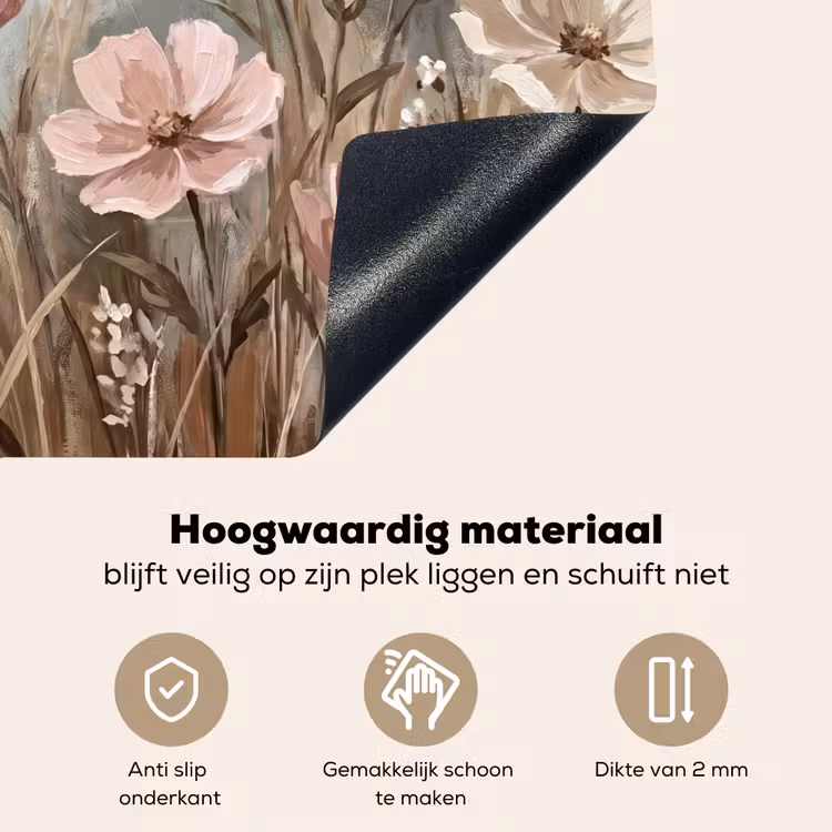 Bloemen - Botanisch - Schilderij - Pastel - Rustiek Inductie beschemer met haakjes klein -ky-onderkant-nl