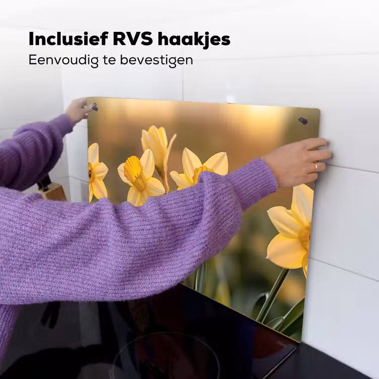 Bloemen - Geel - Wazig Inductie beschemer met haakjes klein -ky-ophangen-nl