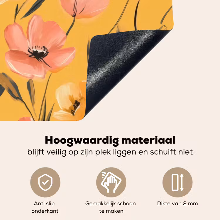 Bloemen - Geschilderd - Geel Inductie beschemer met haakjes klein -ky-onderkant-nl