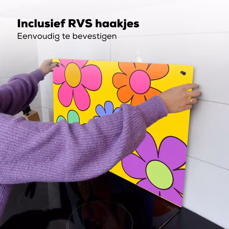 Bloemen - Illustratie - Kleurrijk Inductie beschemer met haakjes klein -ky-ophangen-nl