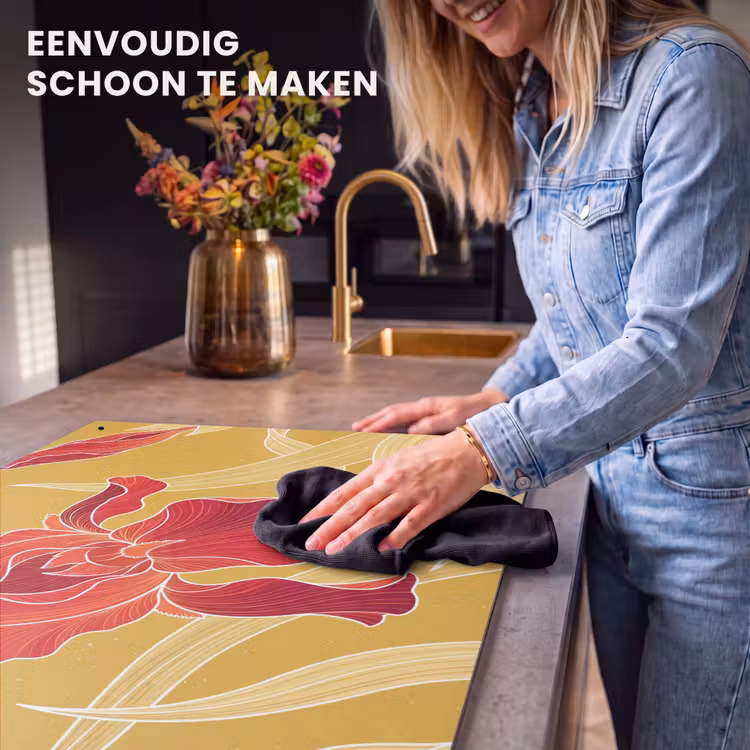 Inductiebeschermer & spatscherm (2in1) - Bloemen - Illustratie - Rood - Bloemen - Illustratie - Rood Inductie beschemer met haakjes klein