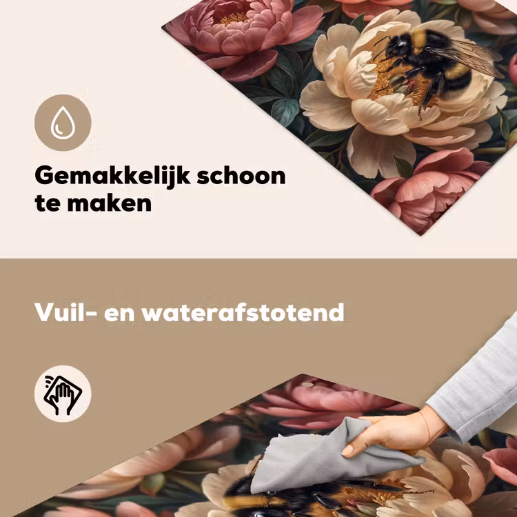 Bloemen - Insect - Natuur - Roze Inductie beschemer met haakjes klein -ky-schoon-nl