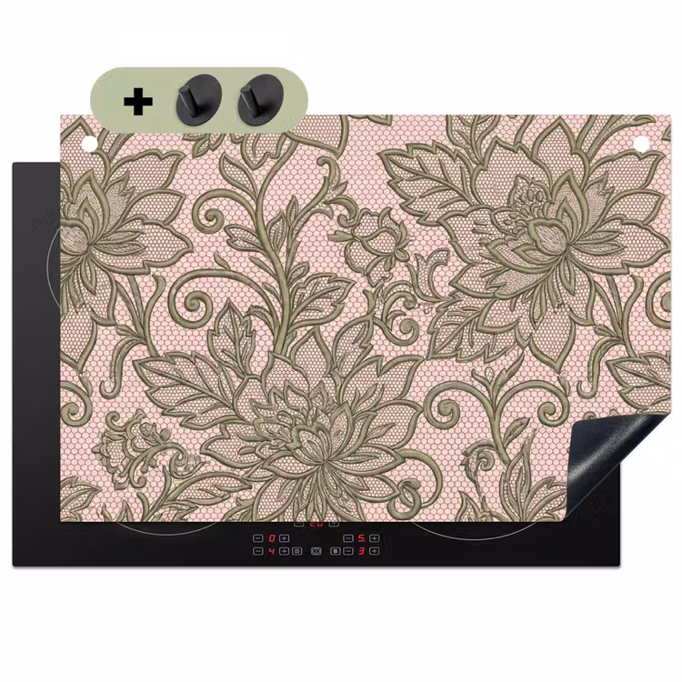 Bloemen - Kant - Patroon - Klassiek - Groen Inductie beschemer met haakjes klein -3d