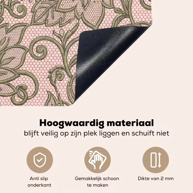 Bloemen - Kant - Patroon - Klassiek - Groen Inductie beschemer met haakjes klein -ky-onderkant-nl