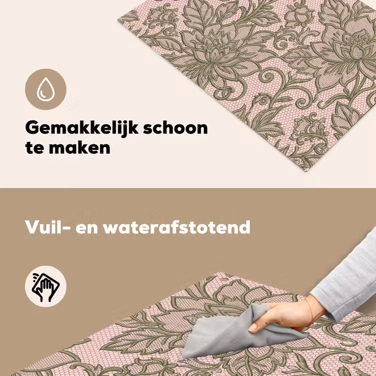 Bloemen - Kant - Patroon - Klassiek - Groen Inductie beschemer met haakjes klein -ky-schoon-nl