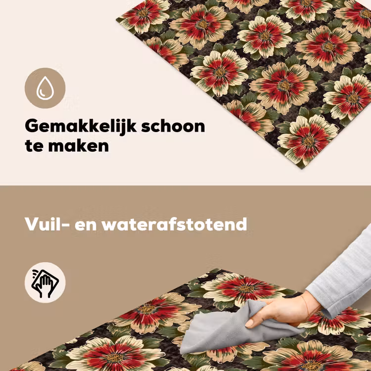 Bloemen - Klassiek - Patroon - Rood Inductie beschemer met haakjes klein 777 -ky-schoon-nl