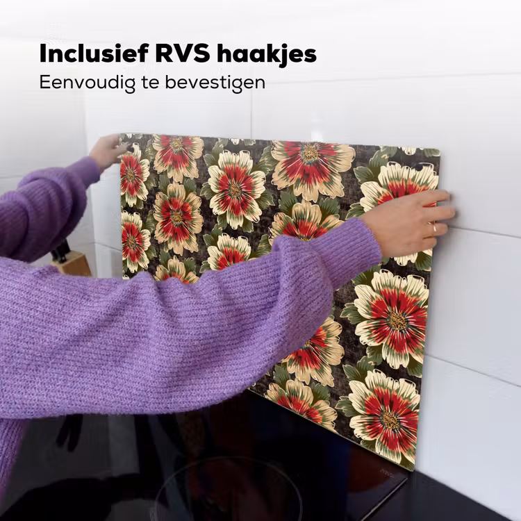 Bloemen - Klassiek - Patroon - Rood Inductie beschemer met haakjes klein 777 -ky-ophangen-nl