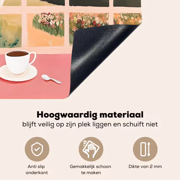 Bloemen - Koffie - Raam Inductie beschemer met haakjes klein -ky-onderkant-nl