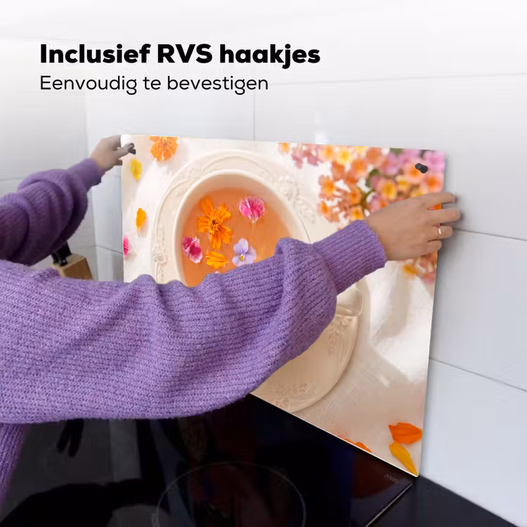 Bloemen - Kop - Natuur - Kleurrijk - Zomer Inductie beschemer met haakjes klein -ky-ophangen-nl