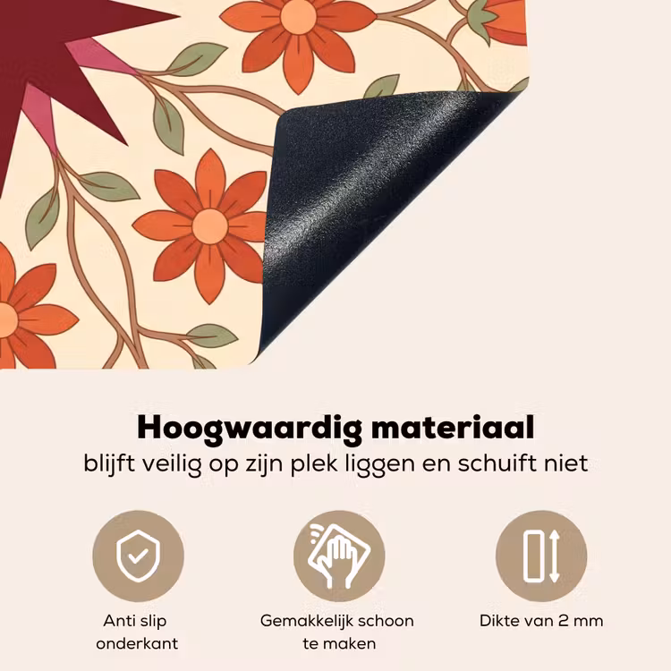 Bloemen - Mandala - Decoratief - Rood Inductie beschemer met haakjes klein -ky-onderkant-nl