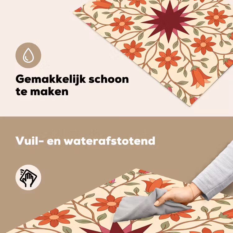 Bloemen - Mandala - Decoratief - Rood Inductie beschemer met haakjes klein -ky-schoon-nl