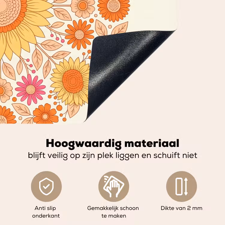 Bloemen - Mandala - Patroon - Kleurrijk Inductie beschemer met haakjes klein -ky-onderkant-nl