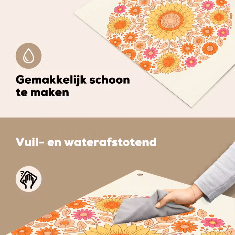 Bloemen - Mandala - Patroon - Kleurrijk Inductie beschemer met haakjes klein -ky-schoon-nl