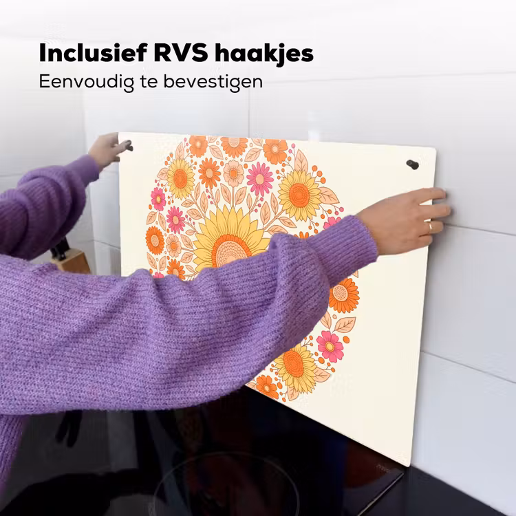 Bloemen - Mandala - Patroon - Kleurrijk Inductie beschemer met haakjes klein -ky-ophangen-nl
