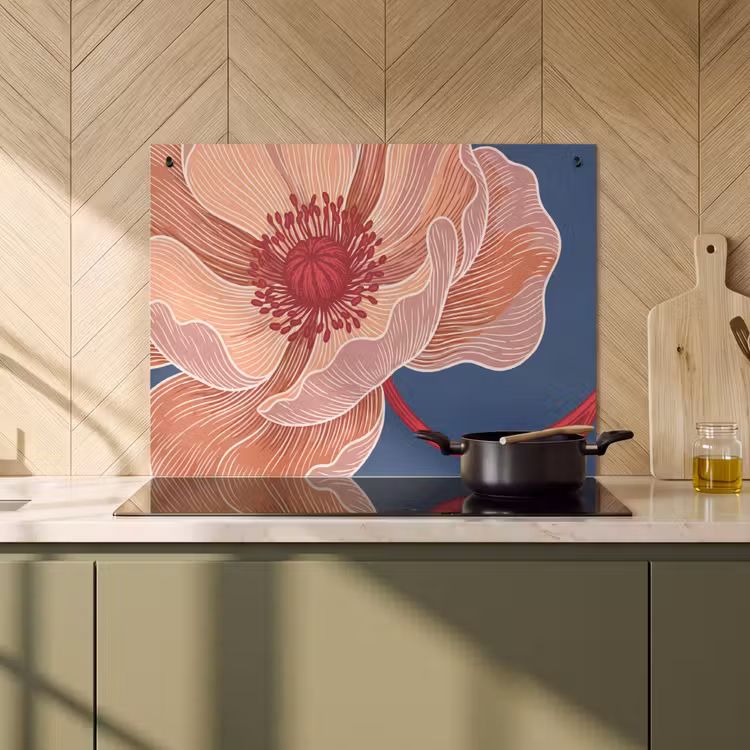 Inductiebeschermer & spatscherm (2in1) - Bloemen - Modern - Abstract - Bloemen - Modern - Abstract Inductie beschemer met haakjes klein
