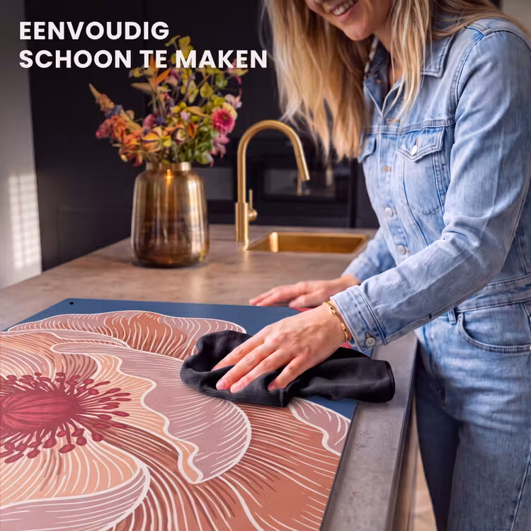 Inductiebeschermer & spatscherm (2in1) - Bloemen - Modern - Abstract - Bloemen - Modern - Abstract Inductie beschemer met haakjes klein