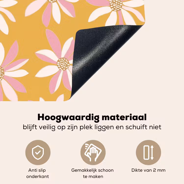 Bloemen - Modern - Geel Inductie beschemer met haakjes klein 777 -ky-onderkant-nl