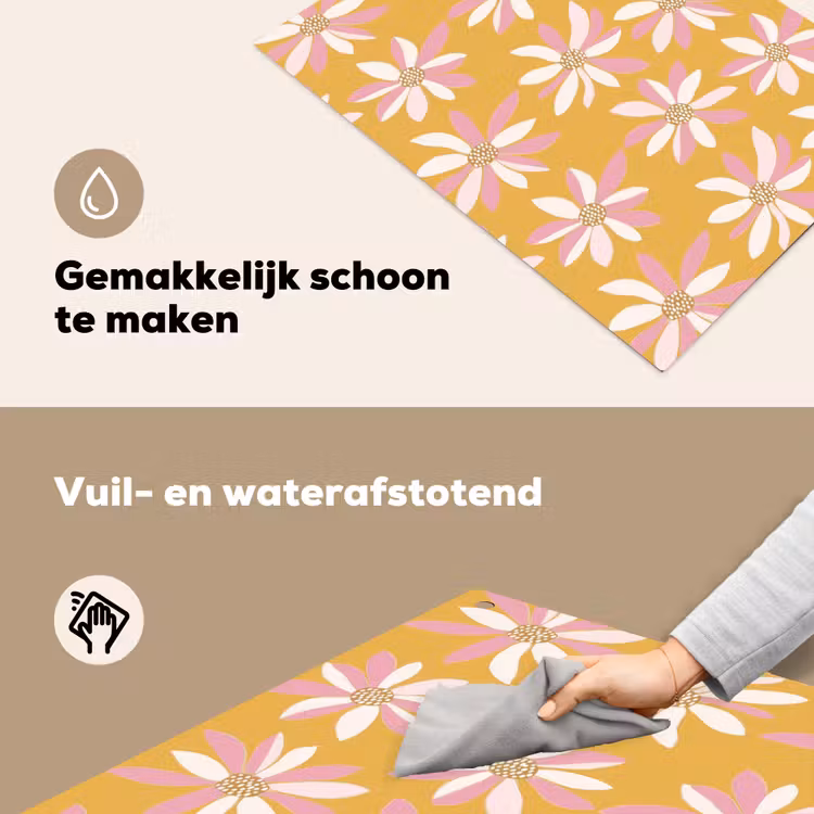Bloemen - Modern - Geel Inductie beschemer met haakjes klein 777 -ky-schoon-nl