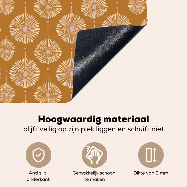 Bloemen - Modern - Oker Inductie beschemer met haakjes klein 777 -ky-onderkant-nl