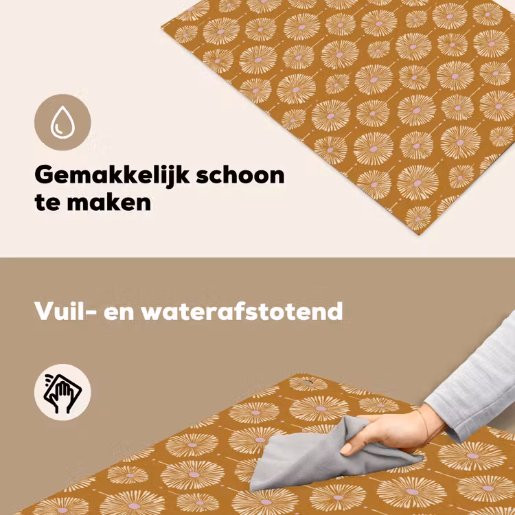 Bloemen - Modern - Oker Inductie beschemer met haakjes klein 777 -ky-schoon-nl