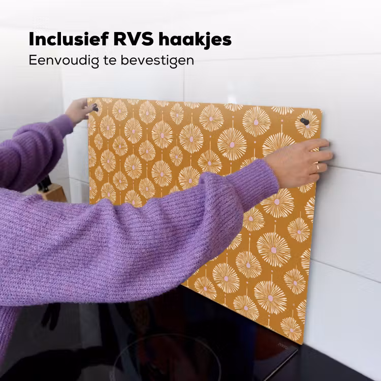 Bloemen - Modern - Oker Inductie beschemer met haakjes klein 777 -ky-ophangen-nl