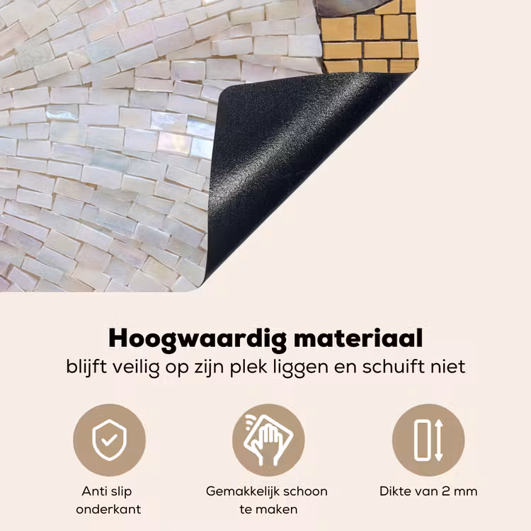 Bloemen - Mozaïek - Kunst - Modern - Goud Inductie beschemer met haakjes klein -ky-onderkant-nl