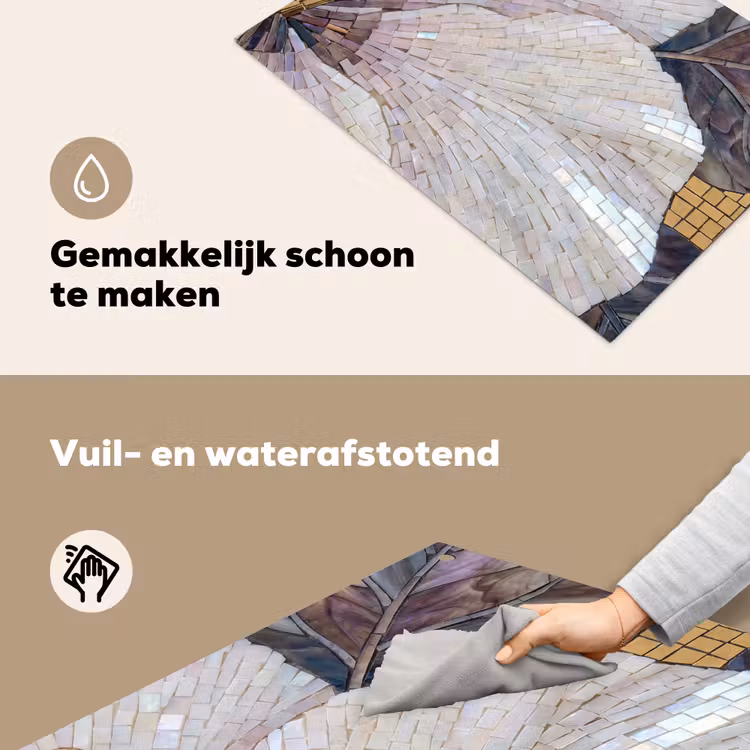 Bloemen - Mozaïek - Kunst - Modern - Goud Inductie beschemer met haakjes klein -ky-schoon-nl