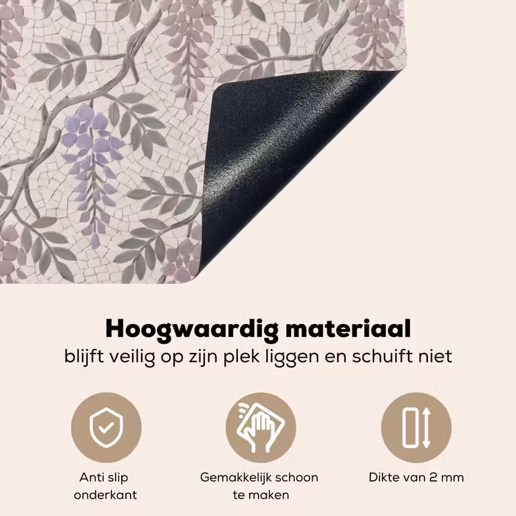 Bloemen - Mozaïek - Natuur - Patroon - Paars Inductie beschemer met haakjes klein -ky-onderkant-nl