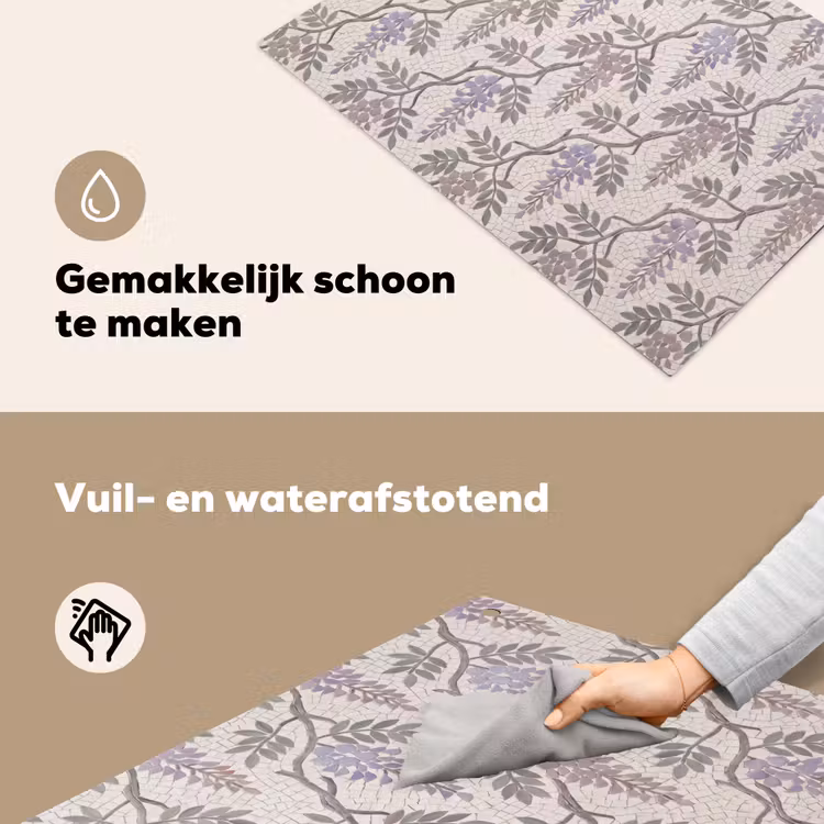 Bloemen - Mozaïek - Natuur - Patroon - Paars Inductie beschemer met haakjes klein -ky-schoon-nl