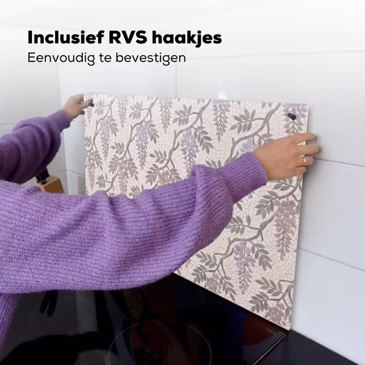 Bloemen - Mozaïek - Natuur - Patroon - Paars Inductie beschemer met haakjes klein -ky-ophangen-nl