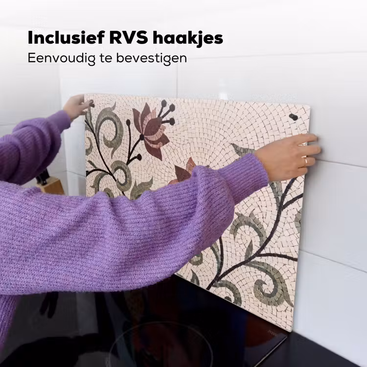 Bloemen - Mozaïek - Patroon - Abstract - Groen Inductie beschemer met haakjes klein -ky-ophangen-nl
