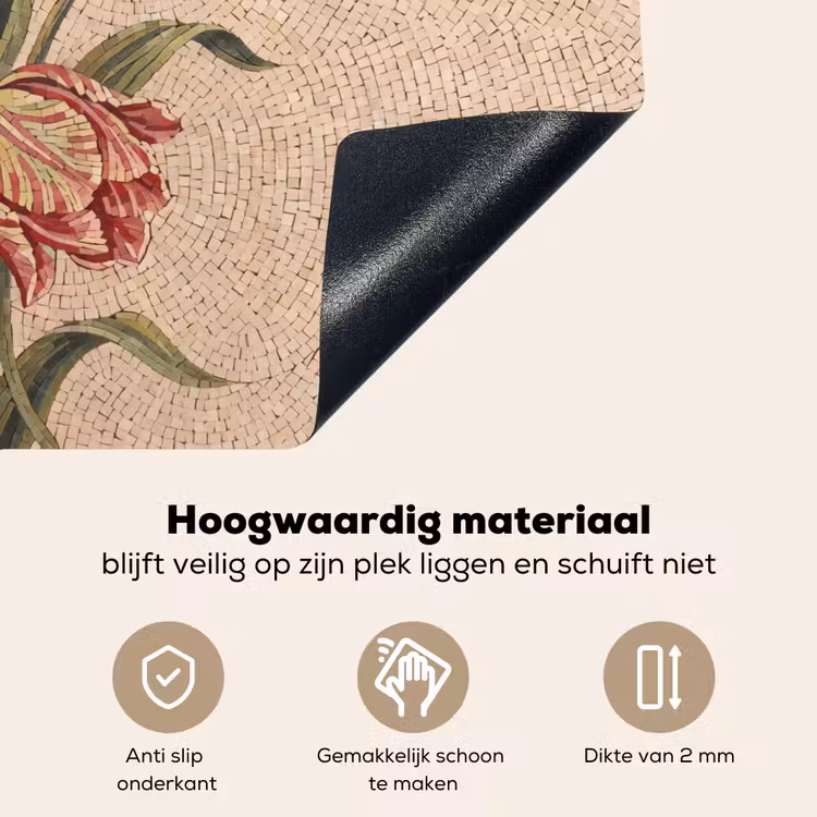 Bloemen - Mozaïek - Rood - Groen - Kunst Inductie beschemer met haakjes klein -ky-onderkant-nl
