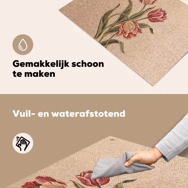 Bloemen - Mozaïek - Rood - Groen - Kunst Inductie beschemer met haakjes klein -ky-schoon-nl