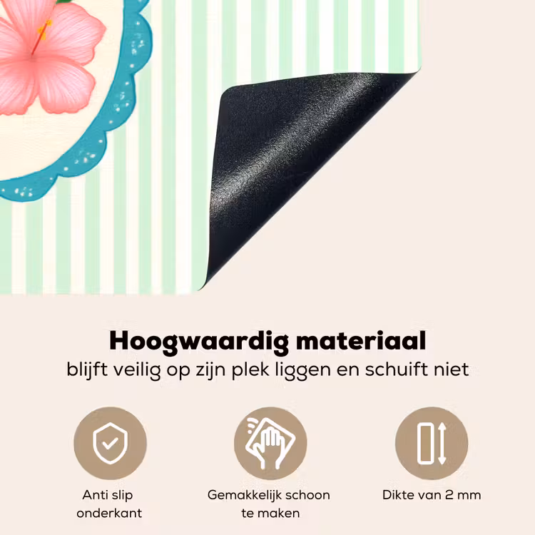 Bloemen - Ovaal - Strepen - Groen Inductie beschemer met haakjes klein -ky-onderkant-nl