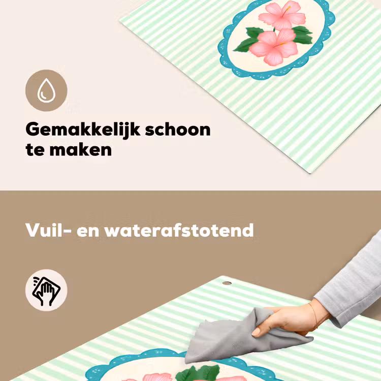 Bloemen - Ovaal - Strepen - Groen Inductie beschemer met haakjes klein -ky-schoon-nl
