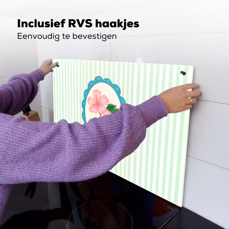 Bloemen - Ovaal - Strepen - Groen Inductie beschemer met haakjes klein -ky-ophangen-nl