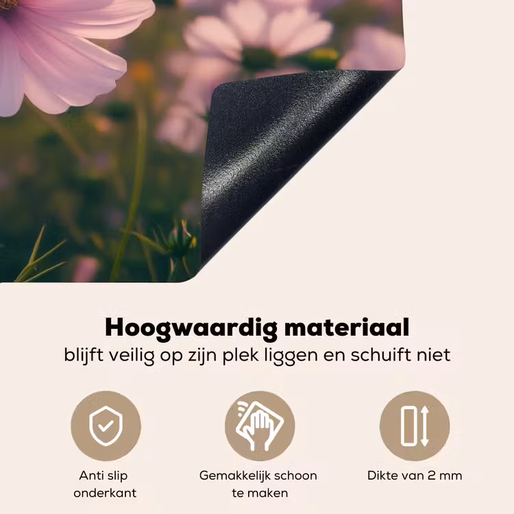 Bloemen - Paars - Wazig Inductie beschemer met haakjes klein -ky-onderkant-nl