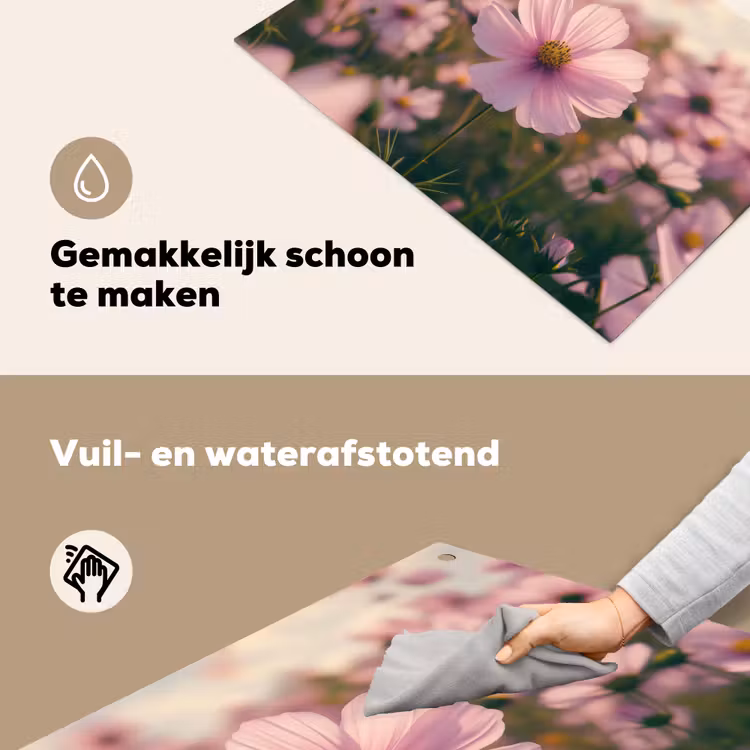Bloemen - Paars - Wazig Inductie beschemer met haakjes klein -ky-schoon-nl