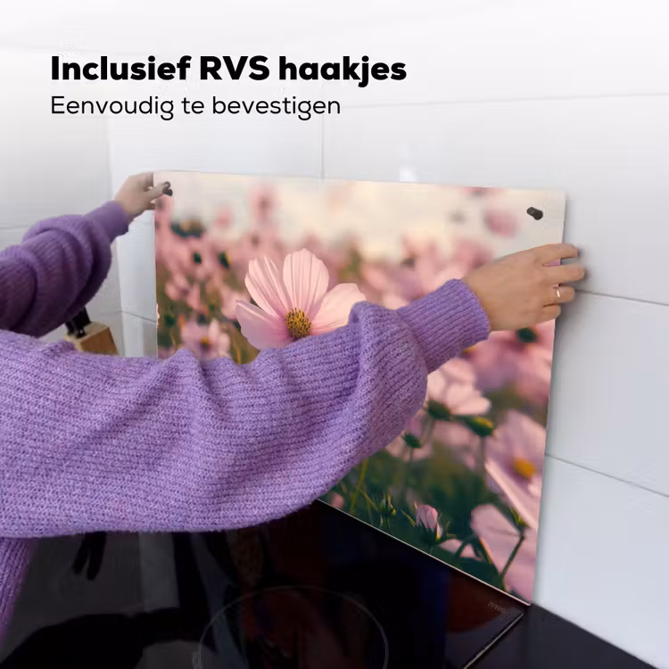 Bloemen - Paars - Wazig Inductie beschemer met haakjes klein -ky-ophangen-nl
