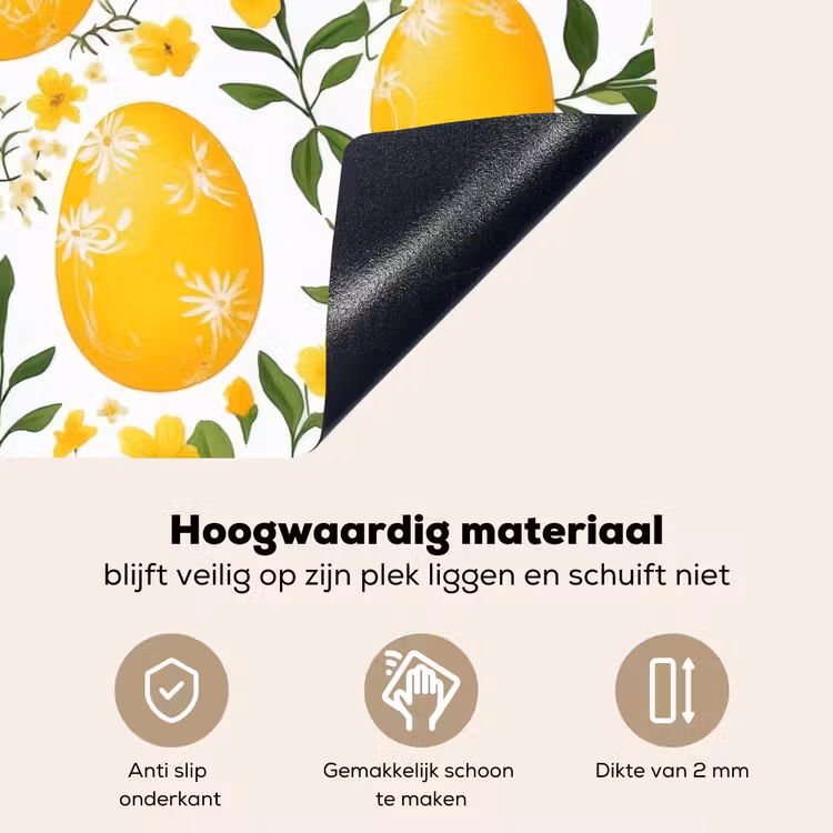 Bloemen - Paaseieren - Geel Inductie beschemer met haakjes klein -ky-onderkant-nl