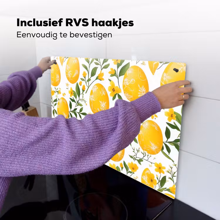 Bloemen - Paaseieren - Geel Inductie beschemer met haakjes klein -ky-ophangen-nl