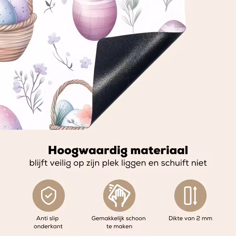 Bloemen - Paaseieren - Patroon Inductie beschemer met haakjes klein -ky-onderkant-nl
